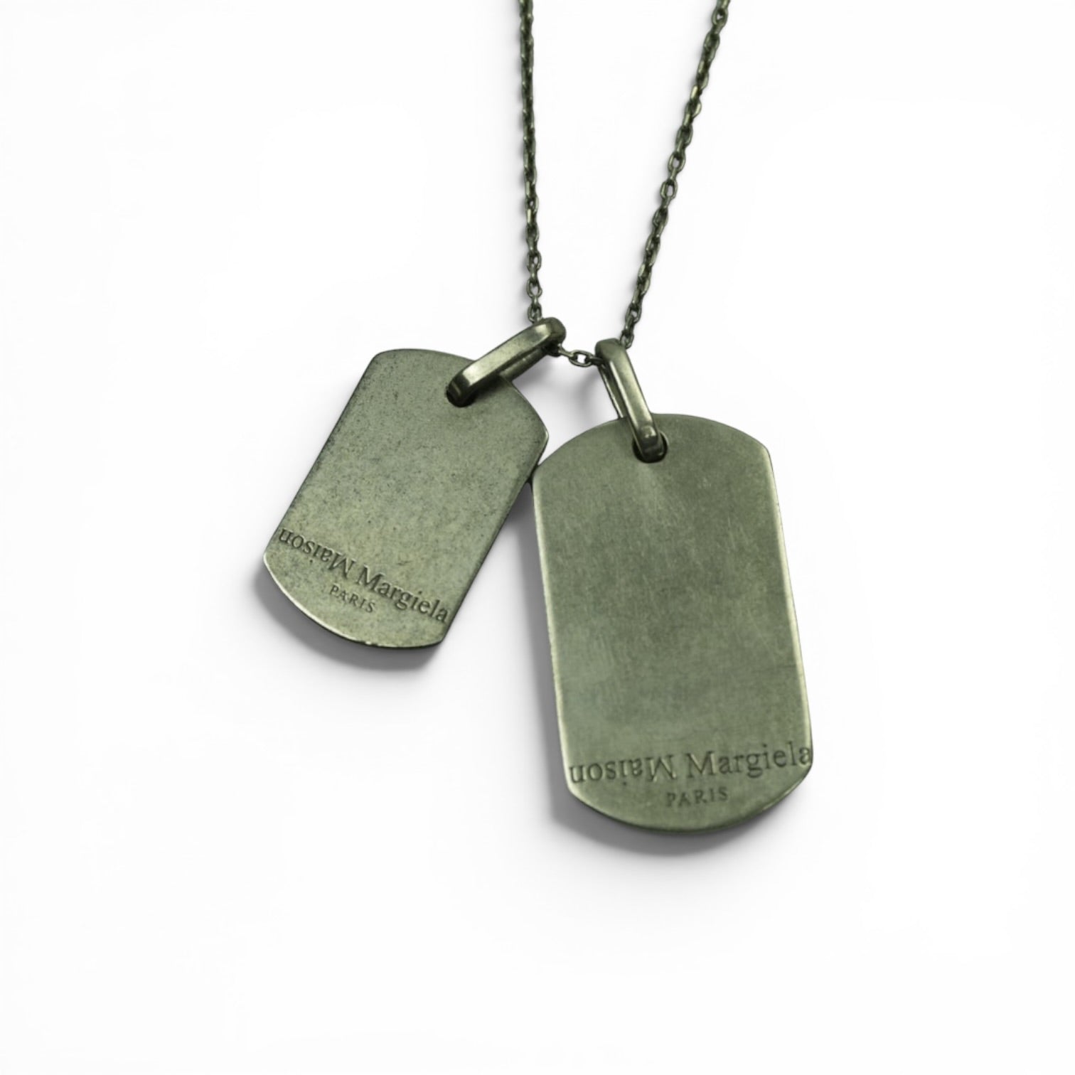 Maison Margiela sterling silver double dog tag necklace