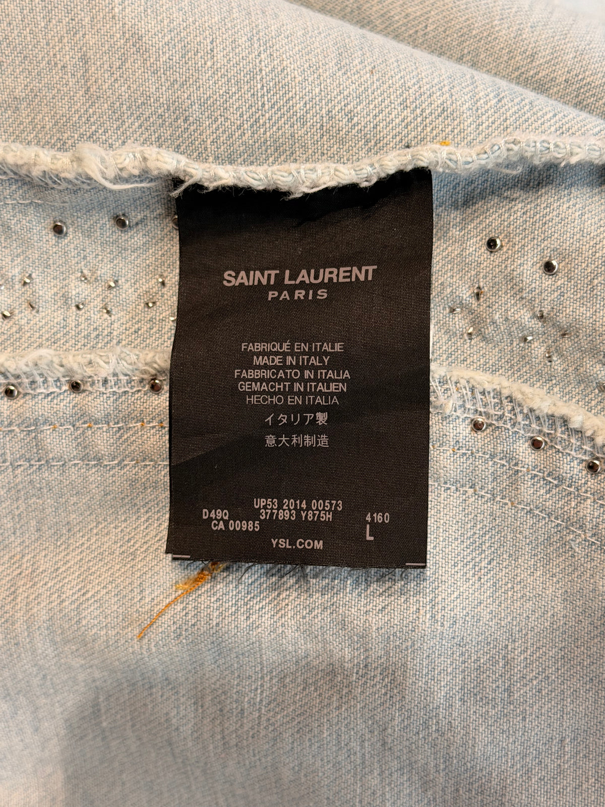 Saint Laurent 2014 Studded Denim Jacket By Hedi Slimane