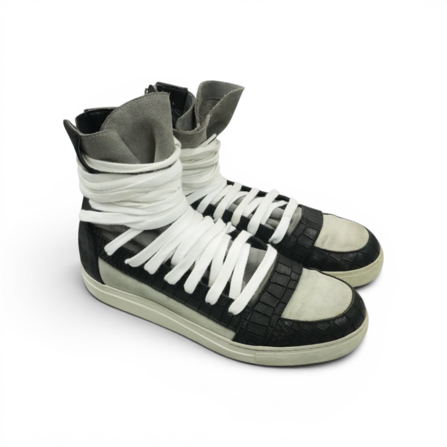 Kris Van Assche crocodile multilace sneakers