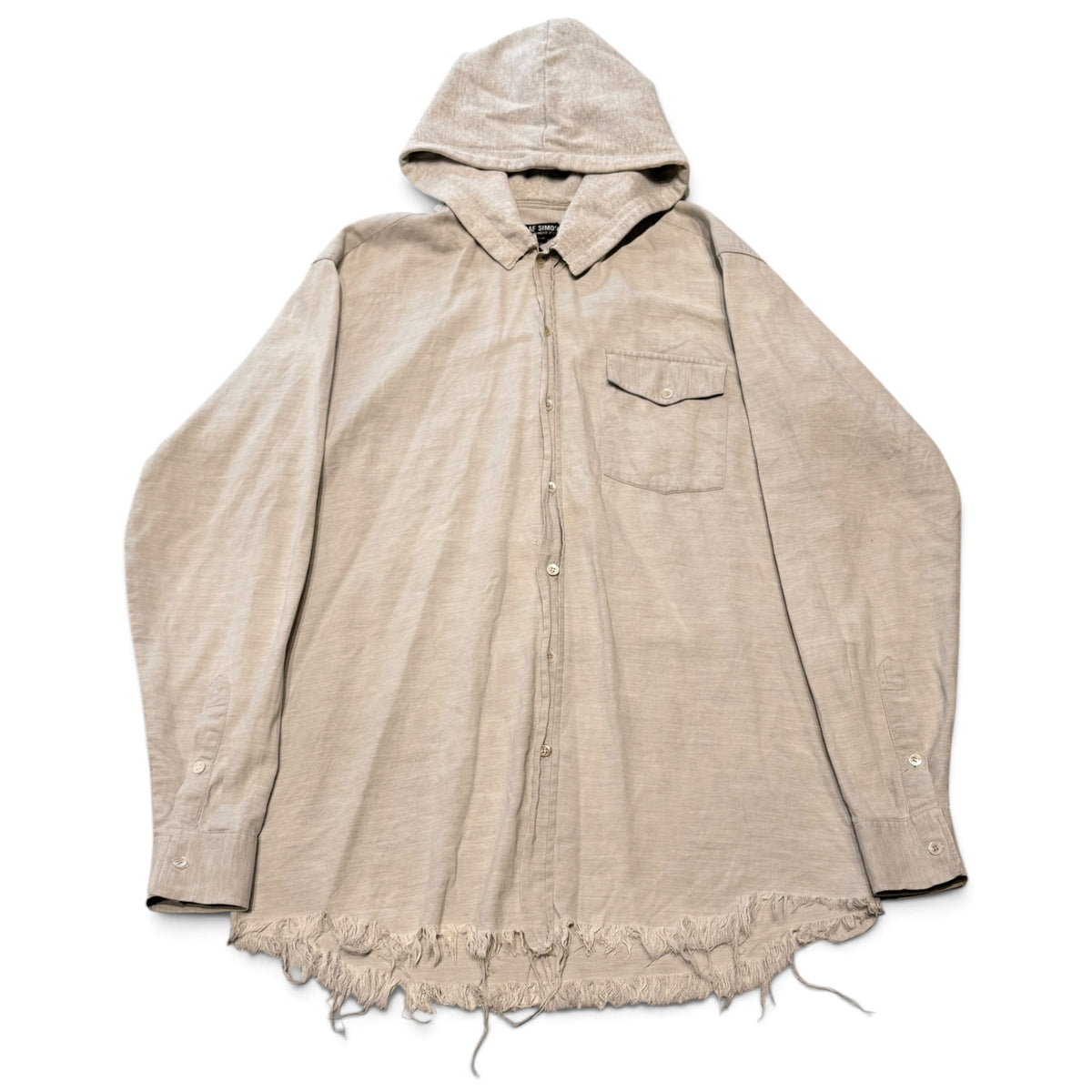 Raf Simons AW02 Virginia Creeper Hooded Frayed Shirt