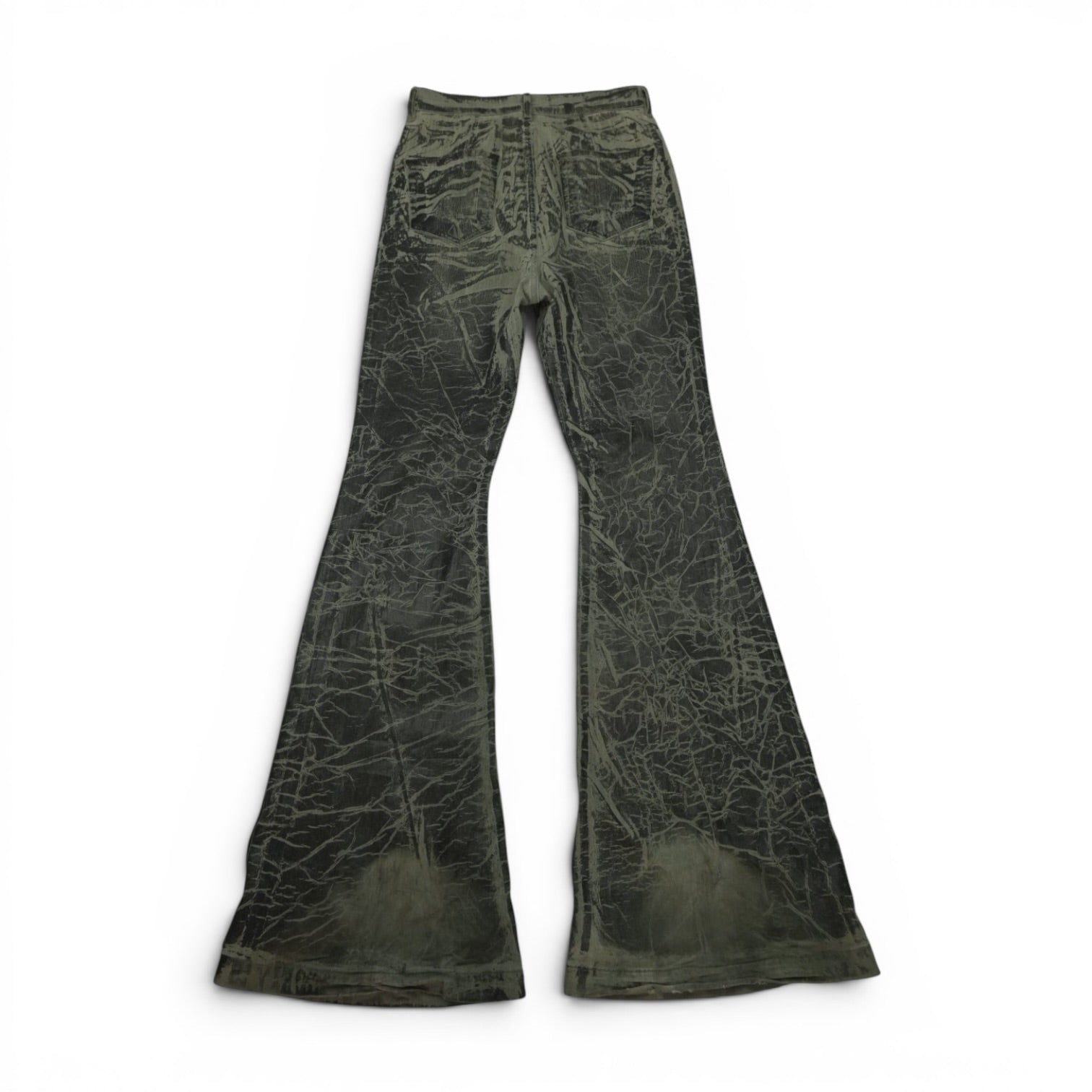 Rick Owens AW25 Concordians waxed foil bolans bootcut denim