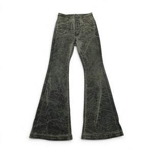 Rick Owens AW25 Concordians waxed foil bolans bootcut denim