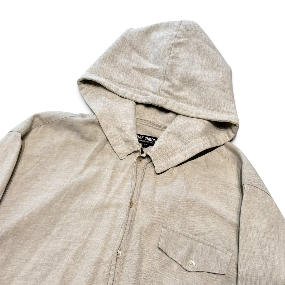 Raf Simons AW02 Virginia Creeper Hooded Frayed Shirt