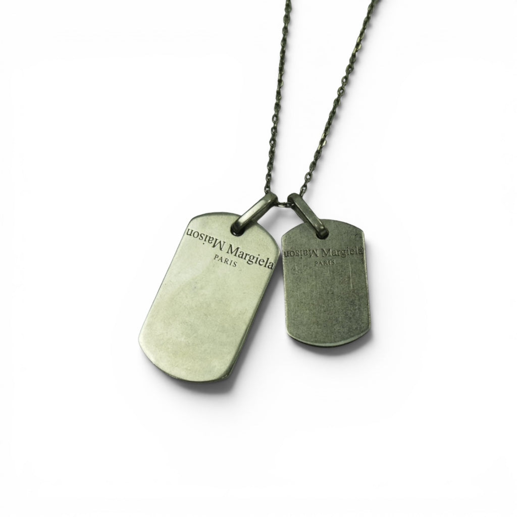Maison Margiela sterling silver double dog tag necklace